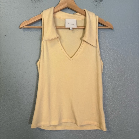 Reformation Austine Knit Polo Tank Top Butter Yellow - Picture 2 of 10
